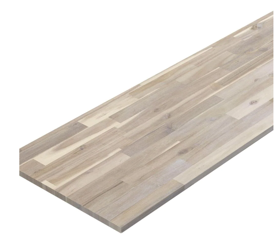 Acacia Butcher Block Standard Countertop in Organic White with Square Edge